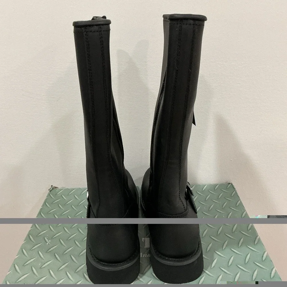 RIDE TECS 1443ZIPPER Men's NEW Knee-High Engineer Biker Boot Black US Size 12 M